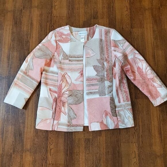 Alfred Dunner Women's Sz 10 La Dolce Vita Floral Patch Jacket Peach & Beige - Picture 4 of 7